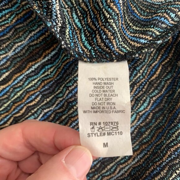 Comfy USA Top Womens Size Medium Blue Multicolor Marled Knit Full Zip Tunic Top - Picture 8 of 8